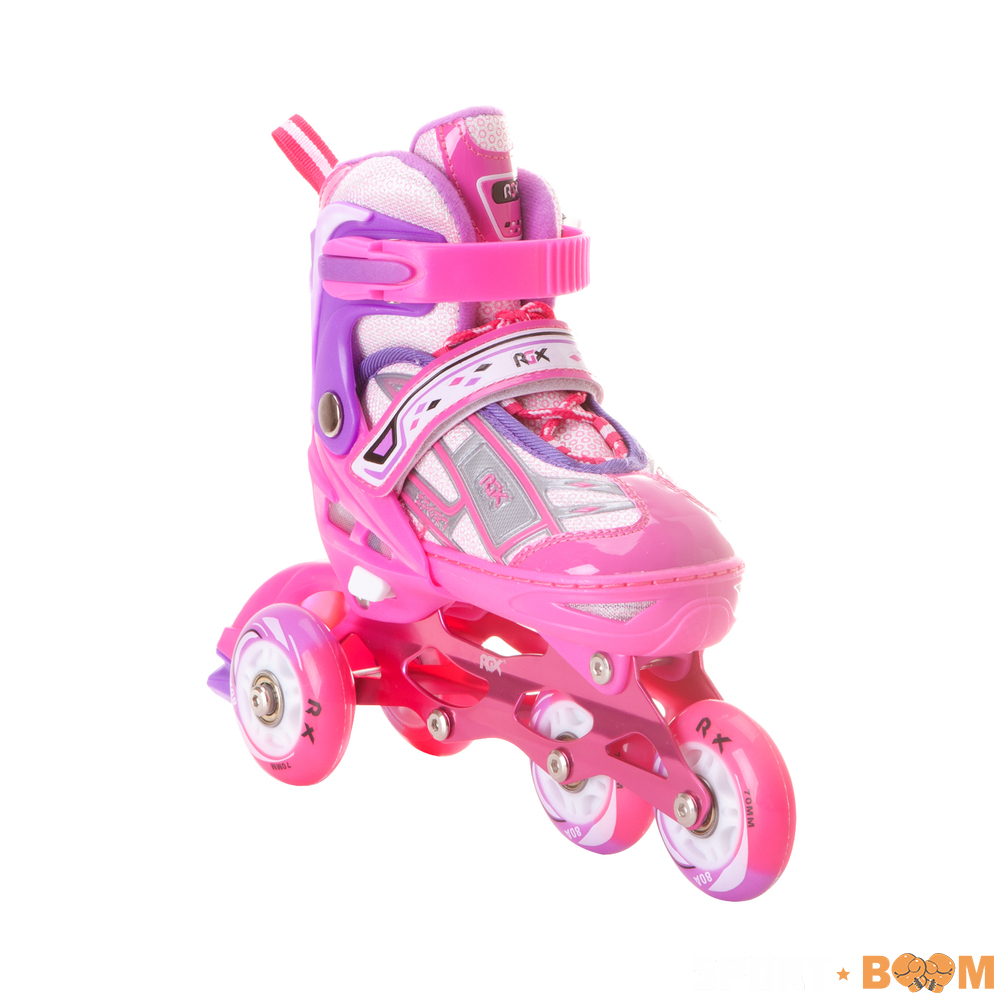 Роликовые коньки раздвижные YUPPIE Pink LED подсветка колес